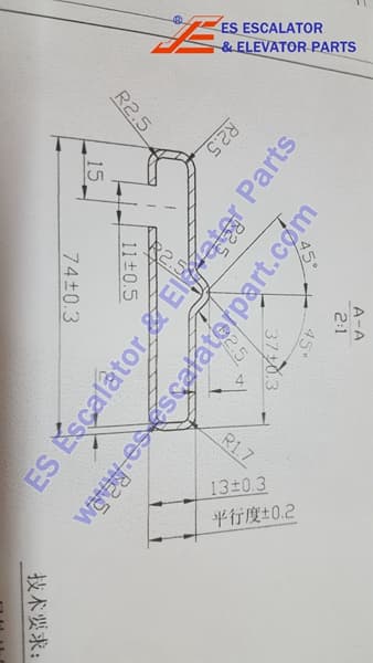 13718200 Incline track 74x13x6500mm Use For THYSSENKRUPP