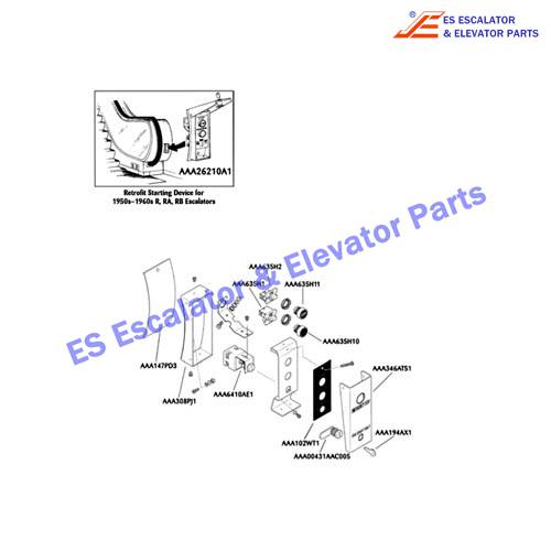 AAA102WT1 Escalator Keyswitches Parts Label,Black Background with White Lettering Use For OTIS