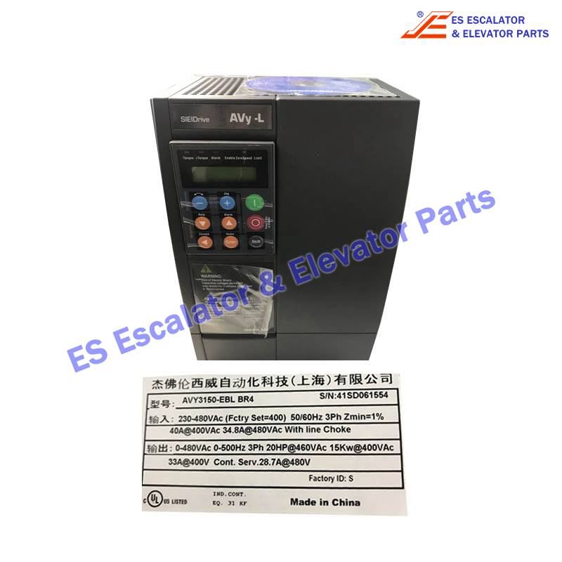AVY3150-EBL BR4 Escalator GEFRAN SIEI Lift Inverter Inverter 15KW Input:230-480VAC 50/60HZ 3PH Output:0-480VAC 0-500HZ 3PH Use For Otis