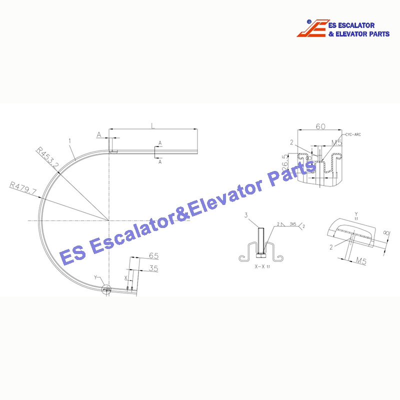 KM5323989G09 Escalator Handrail Guide   HR Guide Profile H-1100 SST430 Use For Kone