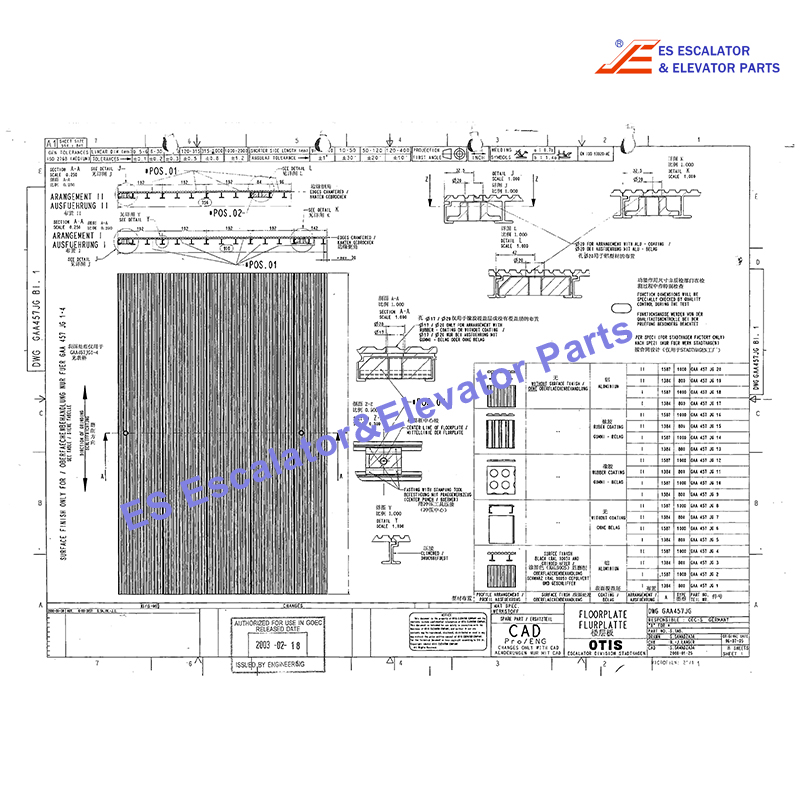 Escalator GAA457JG18 Floor Plate Use For OTIS
