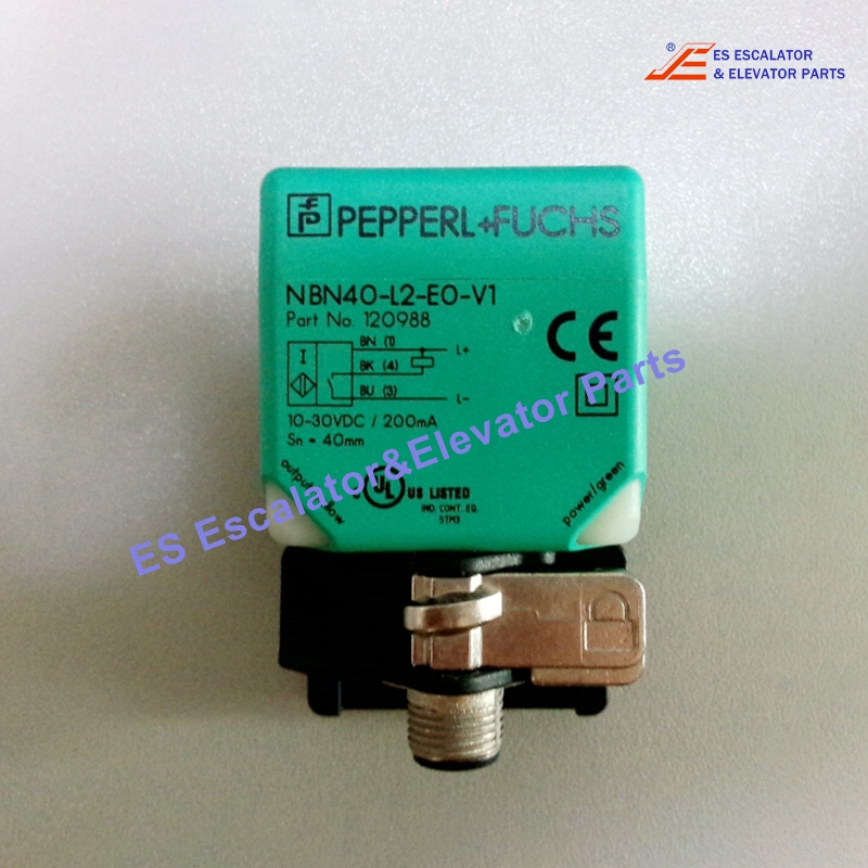 NBN40-L2-E0-V1 Escalator Inductive Sensor 40 mm Non-flush 3-wire DC Operating Voltage:10 - 30 V DC Switching Frequency:0 - 100 Hz Use For Pepperl+Fuchs