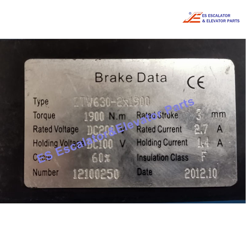 ZTW630-2x1900 Elevator Electromagnetic Brake DC200V  2.7A 1900Nm