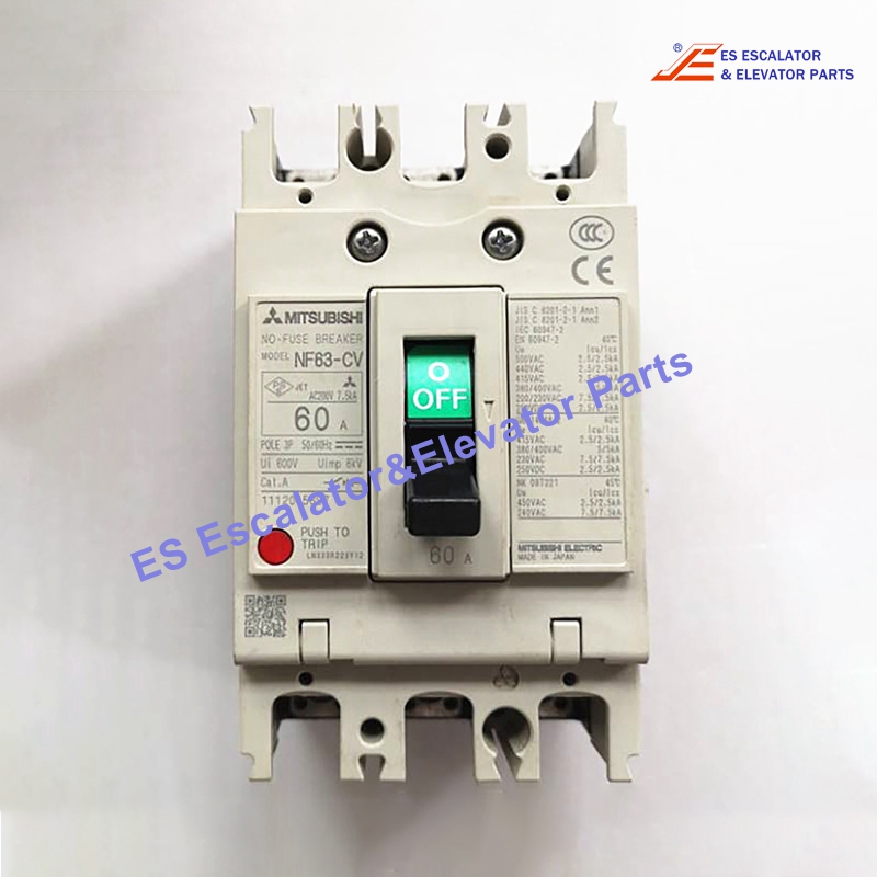 NF-63-CV Elevator Contactor Poles:3P Current:50A Voltage (DC):600VAC Use For Mitsubishi