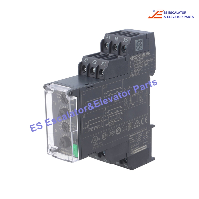 RE22R1MLMR Elevator Timer Relay T:0.05S-300H U:24-240VAC 50-60HZ 3VA 24-240VDC 1.5W Use For Schneider