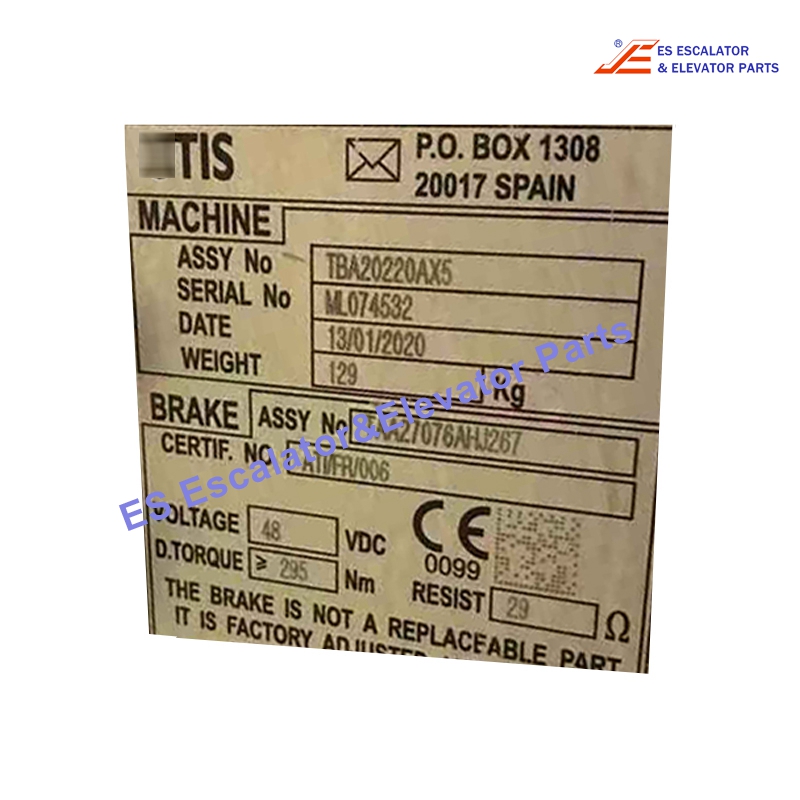 TBA20220AX5 Elevator Brake Voltage:48VDC 29 Ω Use For Otis