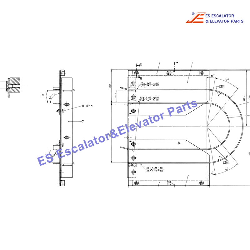 GOA483AAD2 Escalator Guide Track,Connection: Upper Landing,RHS Use For Otis