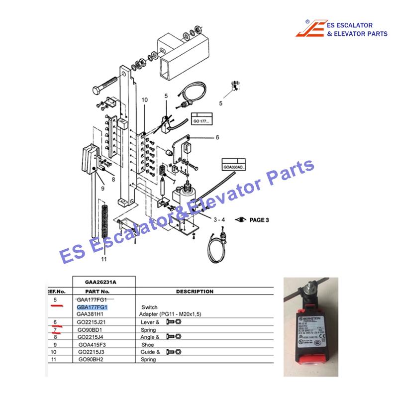 GAA381H1 Safety Devices Adapter,M20x1,5.For Later Types Of Safety Switches Use For Otis