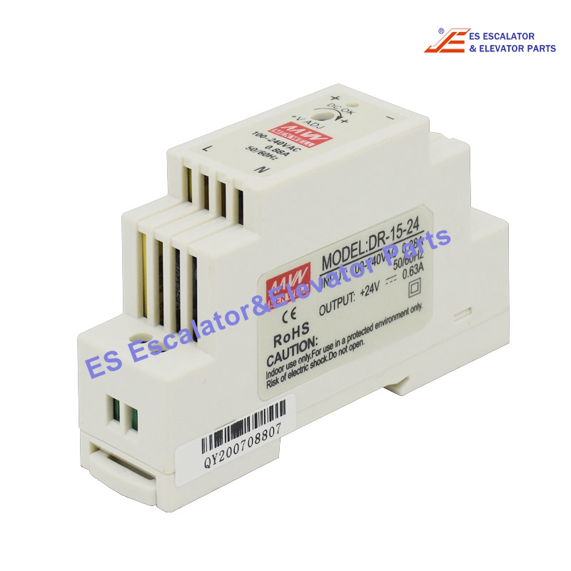 DR-15-24 Elevator DIN-Rail Power Supply Input:100-240VAC 0.88A 50/60HZ Output:24V 0.63A Use For Mean Well
