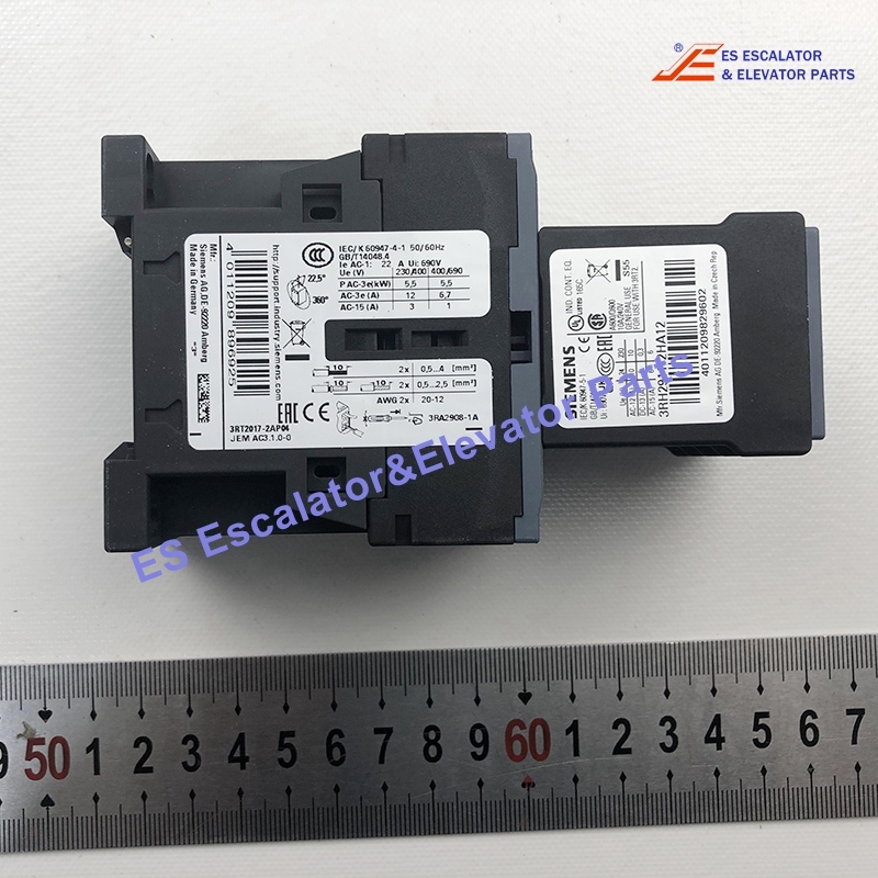 3RT2017-2AP04 Elevator Power Contactor AC-3e/AC-3 12A 5.5KW/400V 2NO+2NC 230VAC 50/60HZ Use For Siemens